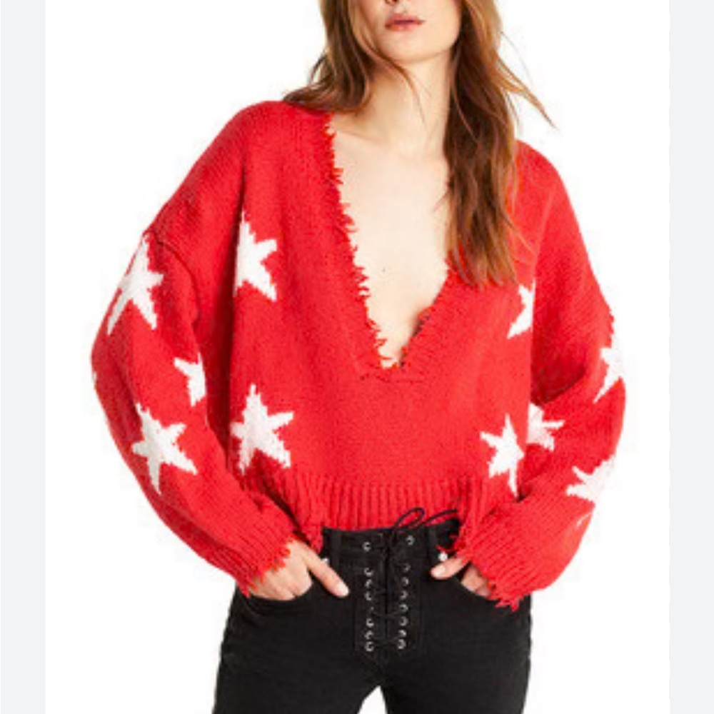Wildfox Palmetto Sweater Red and White with Stars